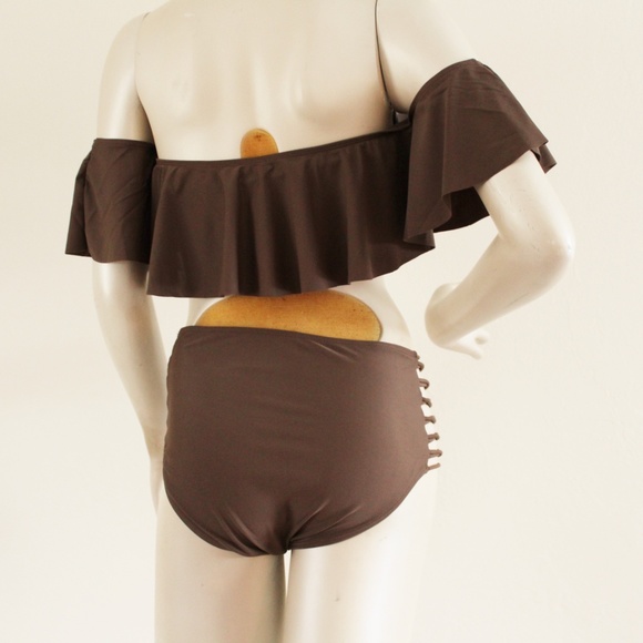 High Waist Strappy Flounce Ruffle Bikini - Picture 5 of 5